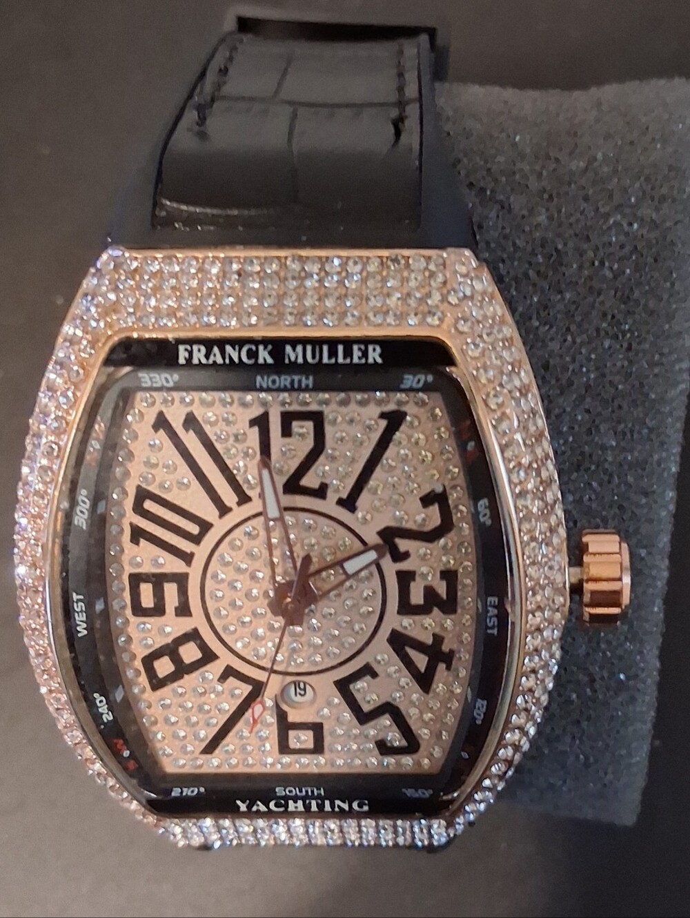 Rosetone Crystal Yachting Quartz Watch New No Box Very Large Bling Watch - Picture 3 of 11